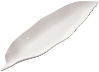 OLSKFUH Dining Plates Creative Ceramic Fruit Dessert Plate Cold Dish Irregular Leaf Shaped Long Plate White Pastry Chinese Tableware Dinner Plate