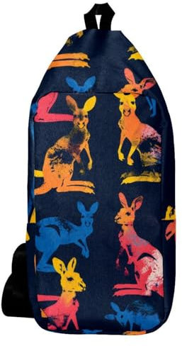 VAPOKF Coloful Kangaroos Schulter-Rucksack, Schultertasche, Crossbody-Tasche, Reisen, Wandern, Tagesrucksack für Damen und Herren, multi, 16x36.5x8.4cm/6.3x14.4x3.3in