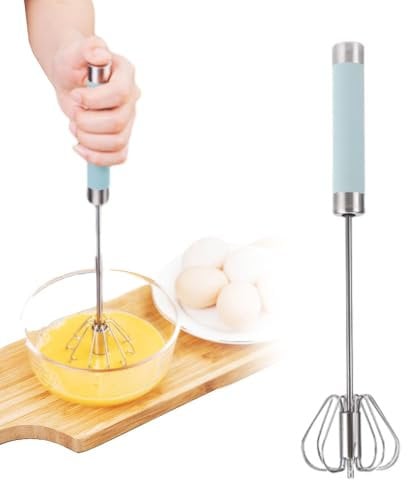 Fouet, Batteur à œufs Manuel en Acier Inoxydable, Batteur Manuel Semi-Automatique Batteur Rotatif Multifonctionnel Fouet Magiqu pour Fouetter, Battre et Mélanger (blau, 10+12+14)