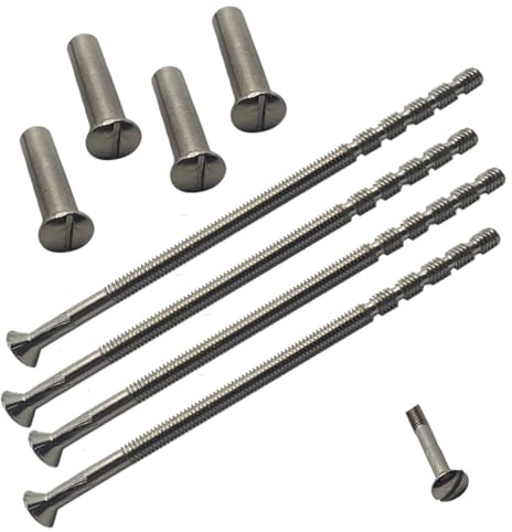 M4 x 90mm Door Handle Through Bolts Slotted Sleeve Chrome – Pack of 4 | M4 × 90mm male-to-female slotted bolt set. Suits thick doors up to 78mm. Fire doors, external, handle, knob.