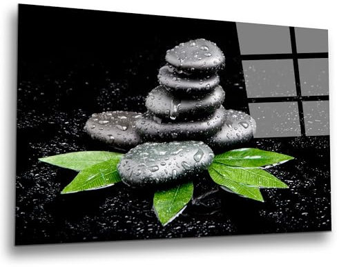 INDIGOS UG Luxus Glasbild - Steine - 80x60 cm - ESG Echtglas bedruckt - Glasdruck - Wohnzimmer, Küche, Schlafzimmer, Badezimmer - Geschenk - Deko, Wandbild