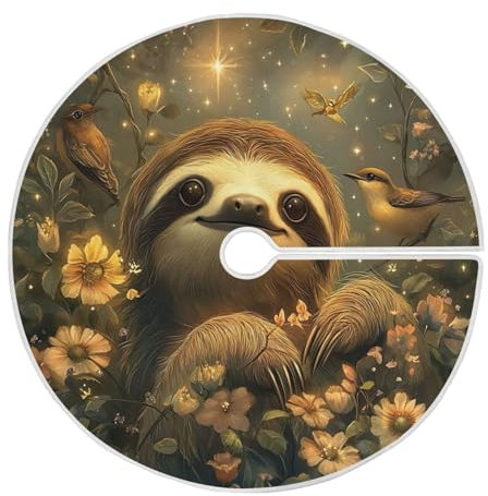 Tappeto Albero di Natale Sloth Tappetino per Albero di Natale Elegante Gonna Albero di Natale Protezion Copri Base Albero Natale per Natale Capodanno Festa L