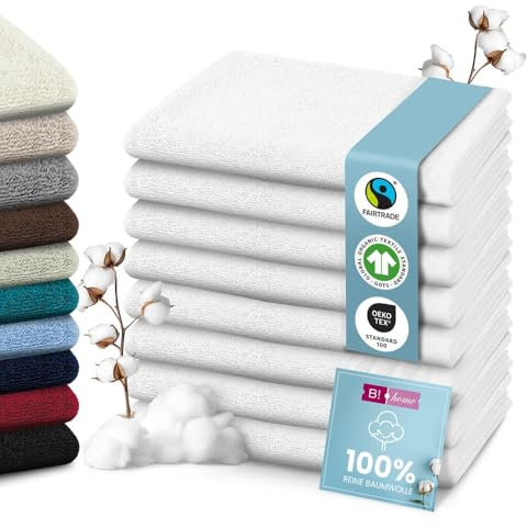 8er Set Premium Handtücher [100% Baumwolle] 50x100 cm, Weiss/Handtücher Weich, Saugstark & Pflegeleicht/Handtuch Perfekt für Bad, Gym & Reisen