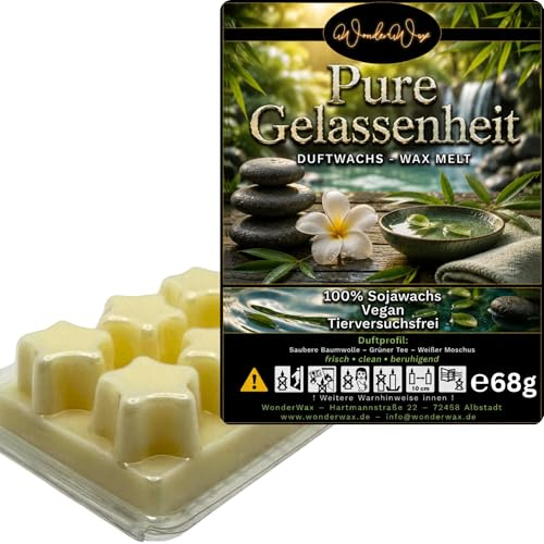 WonderWax® Duftriegel 6 x Duftwachs Sterne Weiß Pure Gelassenheit | Farbe: Weiß | Raumduft für Duftlampen, Wax Melt, Sojawachs, Indoor Duftöl Wachs schmelzen für Aromalampe