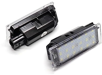 Kennzeichenleuchte Nummernschildbeleuchtung Weiß 6000K für Renault Clio MK3/MK4 Grand Tour Kangoo Twingo MK2 CN0, 2 Stück,Transparente Farbe