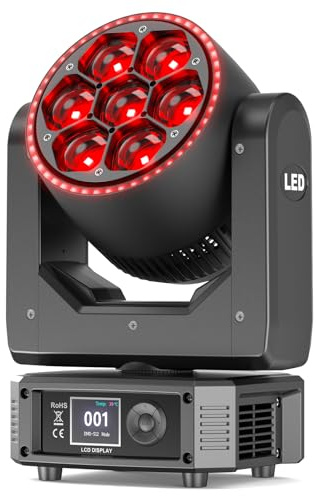 300W Wash Beam Moving Head Licht, RGBW LED mit Lichtleiste 540°X 250°Y 360°Z d-mx512 Zoom 4,5°-45° Soundaktives LCD Display für Bühne Party Bar Konzert DJ