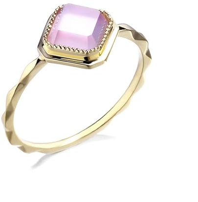 Wycian Verlobungsring Amethyst, Ringe Gold Damen 18K Gelbgold Amethyst Lila Prinzessinnen-Form Größe 54 (17.2) für Abschlussball