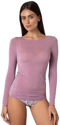 Lovable Langarmshirt mit Bootsausschnitt und unsichtbaren Oberflächen, Modal und Kaschmir, elastisch, atmungsaktiv, warm und weich, für Damen