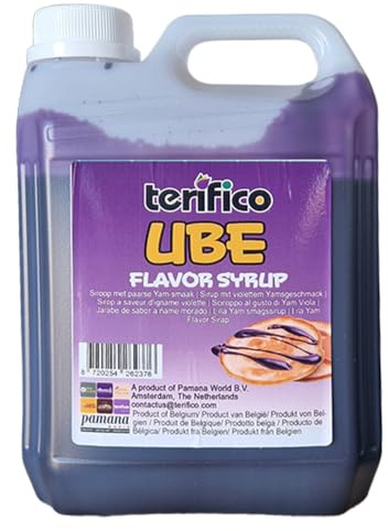 Sirop aromatisé Ube – 2 litres | Sirop d'igname violet pour thé à bulles, Ube Latte, milkshakes, glaces et desserts | Sirop de café et de dessert au goût Ube philippin