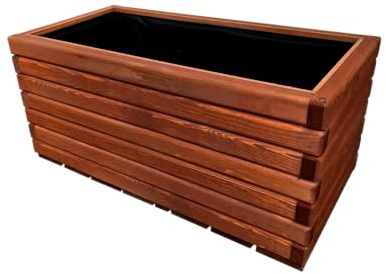 HolzGarden Jardinière en Bois avec Non-tissé 80x40x40 cm Imprégné Couleur Acajou Pot de Fleurs Jardin, Balcon, Terrasse Résistant aux Intempéries Bois Massif Jardiniere Exterieur Grande Taille 88L