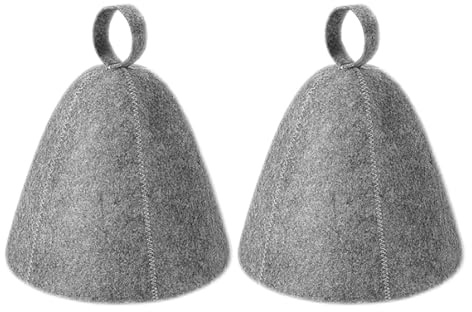 2 PCS Sauna Hat for Men Women, Steam Cap, Felt Sauna Cap, Strong Water Absorption, for Sauna Hot Spring Bath, Portable Hang Loop, Essential Steam Room Accessories (Grey)