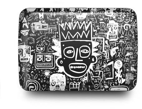 ÖGON -DESIGNS- Porte-Cartes en Aluminium avec Fermoir en métal, Protection RFID Contre la fraude et la démagnétisation, Portefeuille Compact, modèle Smart Case Oslo (Gravure Pop Art)