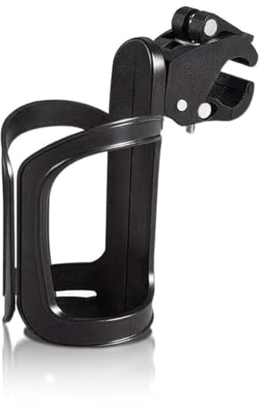 AEUXZA Porte-Gourde Universel 1 Pièce pour Vélo, Poussette, Trottinette & Fauteuil Roulant - Montage sans Outils avec Molette, Support Tournant à 360° pour Bouteilles et Gobelets