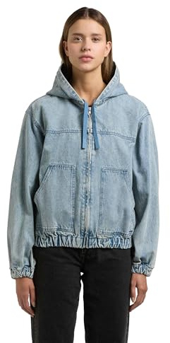 khujo Damen modische Jeansjacke leichte Übergangsjacke kurz im Bomberjacken-Look mit Kapuze Gretel XS-XXL