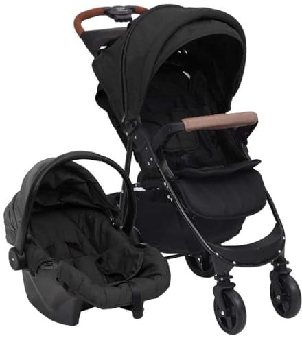 3-in-1 Kinderwagen Anthrazit Stahl mit Babyschale, klappbar und leicht, Kombikinderwagen ab Geburt, Buggy und Sportwagen, ideal für Geschwister, sicherer Jogger Kinderwagen