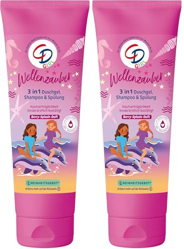 CD Girl 3in1 Duschgel | Wellenzauber mit Bio-Aloe-vera & Bio-Heidelbeere | 3in1 Duschgel, Shampoo & Spülung für Mädchen | Berry-Splash-Duft | Empfindliche Haut | ohne Mikroplastik & vegan | 250ml