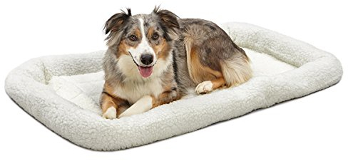 MidWest Homes for Pets Modell 40242 Haustierbett für Hund, 107 cm lang, Fleece, bequemes Polster, passend für 107 cm lange Hundebox, pflegeleicht, maschinenwaschbar und trocknergeeignet, weiß