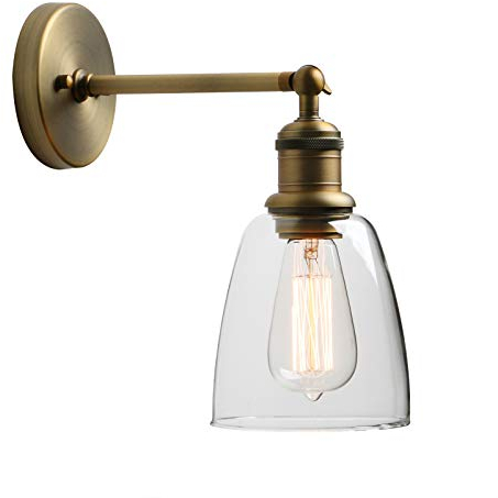 Yosoan Glocken-Klar Glas Wandleuchten Vintage Industrie Loft-Wandlampen Antik Deko Design Wandbeleuchtung Badezimmerleuchte, Badezimmerlampe, Innenleuchte, spritzwassergeschützt (antike Farbe)