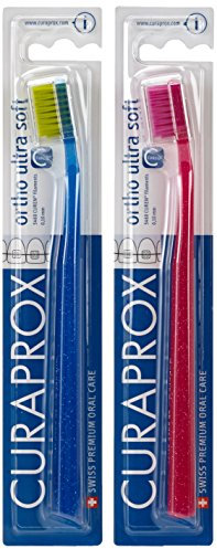 CURAPROX Ortho Ultra Soft Zahnbürste - Manuell - Unisex-Erwachsene und Jugendliche mit Zahnspangen - V-förmig - Ultra Weich (Zufällige Farbe)