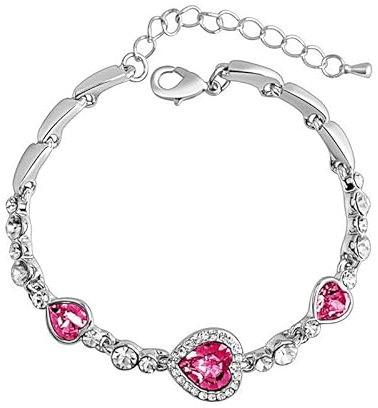 (1 Rose) - Charming Women's Austrian Crystal Titanic Inspired Heart of Ocean Bangle Bracelet (Rose)