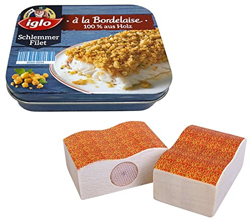 tanner DER KLEINE KAUFMANN TANNER Deco - Iglo Schlemmerfilet, verpackt in Metalldose, Zubehör für Kaufmannsladen, lebensmittelechtes Design, 0991.0