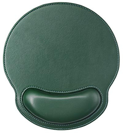RICHEN Ergonomic PU Leather Mouse Pad with Wrist Support,Comfort Memory Foam,Waterproof Surface，Non- Slip Rubber Base for Computer Laptop & Mac,Lightweight Rest for Home,Office & Travel (Dark Green)