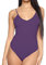 MANGDIUP Body da donna con scollo a V e scollo quadrato, schiena scoperta, regolabile, con spalline sottili (colore viola scuro, XXL), Viola