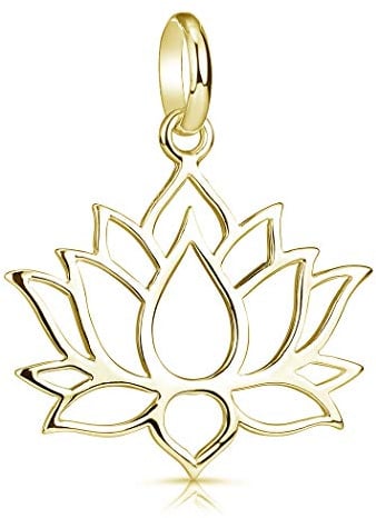 Materia KA-69-Gold Pendentif fleur de lotus doré en argent sterling 925 plaqué or avec chaîne | Pendentif Lotus en argent sterling plaqué or avec boîte à bijoux MATERIA by Matthias Wagner