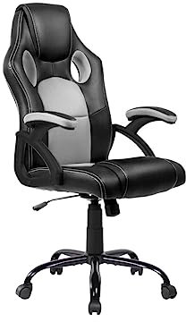 DORMIDAN- Silla Gaming, Silla de Escritorio, Silla de Oficina, Silla de Ordenador, Silla Giratoria, regulación en Altura, con Respaldo, Silla para Videojuego, Silla Racing SR-1 (Gris)