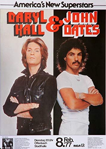 Premium Poster/Plakat | DIN A1 | Wanddeko | Live Konzert Veranstaltung » Daryl Hall & John Oates - America New Superstars, Frankfurt 1977 «