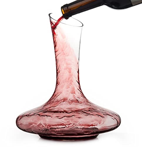 Oak & Steel - Premium Wein Dekanter Weinbelüfter Geschenkset mit Zubehör (Groß, 1,8L) - Stabiles & Hochwertiges Kristallglas Weinkaraffe - Maximale Weinbelüftung