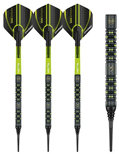 WINMAU Michael Van Gerwen MvG Adrenalin Tungsten Softip Darts Set 18 Gram with Prism Flights and Vecta Shafts (Stems)