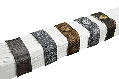 DECO WOOD Balkenbeschlag aus Kautschuk, 1 Meter Länge, Gummi Zierriemen (GL30 - graues Leder - 4x100cm) Balkengürtel Urban Lederoptik