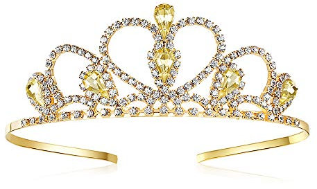 Lovelyshop Gelbe Edelsteine Gold Tiara für kleines Mädchen in Halloween Geburtstag Prinzessin Party Karneval