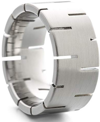 Heideman Ring Damen und HerrenPaari mit Kerbe aus Edelstahl silber farben matt Damenring für Frauen und Männer als Partnerring mit Kerben