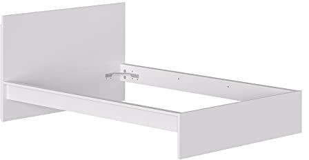 Iconico Home MIK, Doppelbettgestell mit Kopfteil, aus Verbundholz, Weiß, 160 x 200 cm