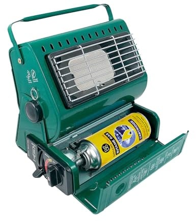 Portable Gas Heater - Outdoor Heater for Camping, Caravan, Fishing, & Skiing Trips | Butane Gas Canister, Pressure Sensing Shut Off & Automatic Ignition - Bottles Stove Cooker Chef Bbq Heaters