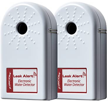 Zircon Leak Alert Water Leak Detector & Flood Sensor Alarm/Water Leak Sensor with Dual Leak Alarms 90Db Audio/Battery Powered (2 Pack) Batteries Not Included (72311) White