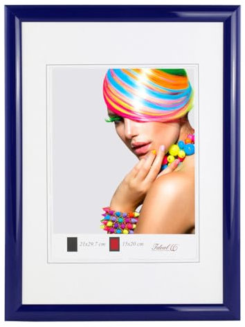 Art Line Kunststoff Bilderrahmen DIN A4 bis 50x70 cm Urkunde Foto Rahmen: Farbe: Blau | Format: 50x50
