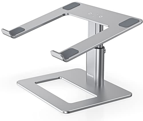 GOKEDA Laptop Stand for Desk, Aluminum Portable Ventilated Laptop Riser, Ergonomic Adjustable Macbook Stand Compatible with MacBook Air Pro, Dell, HP, Lenovo Samsung (More 11-17 Laptops)