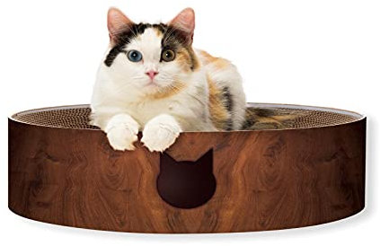 Necoichi Katzenkratznapf für Indoor Katzen - Katzenkratzliege mit Wendenutzbarkeit und extra Komfort für Lounge, Karton Bett Couch / (XL, Dunkle Kirsche)