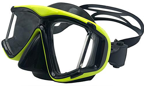 Maschera subacquea con diottria diottrina, OWN4B, lenti in resina, maschera da snorkeling, maschera da immersione, per adulti e bambini con miopia (giallo, -3.0)