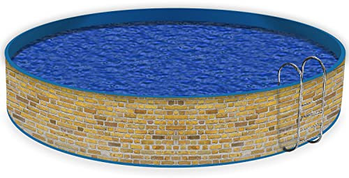 Wallario Pool Verkleidung mit Motiv und Ösen, Umrandung Dekoration, Motiv Ziegelsteinwand in gelb - Backsteine, Größe Höhe 100 cm x L 12m