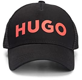 HUGO Herren Men-X 586-BP Cap aus Baumwoll-Twill mit rotem Logo und seitlichen Einsätzen Schwarz Stck