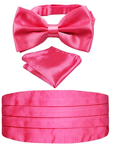 Alizeal Pajarita ajustable preatada para hombre, juego de regalo para fiesta y pañuelo de bolsillo, hot pink, Taille unique