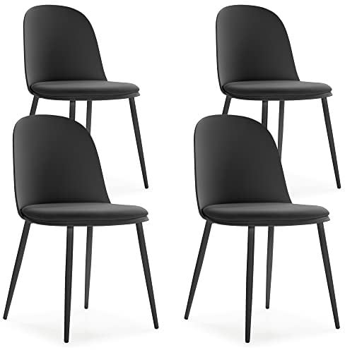 HOMN LIVING Set di 4 sedie Kana nere, gambe in metallo e sedile imbottito, 45 cm (larghezza) 51,5 cm (profondità) 83 cm (altezza)