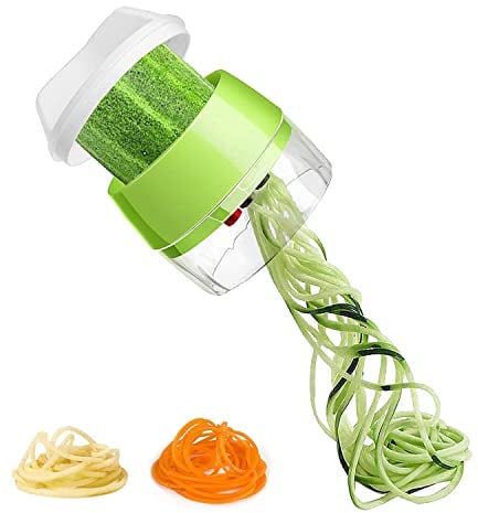 Spiralizer, 4-in-1 Handheld Vegetable Chopper, for Vegetables and Fruits, Green