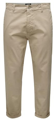 ONLY & SONS Herren Onskent Cropped Chino 0022 Pant Noos Hose, Chinchilla, 34W / 32L EU