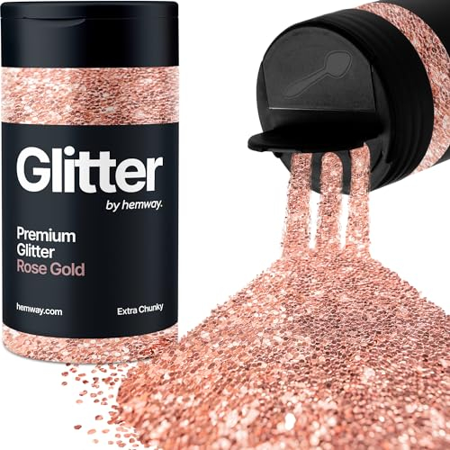 Hemway Premium Glitter Shaker - Rose Gold | Extra Chunky Metallic Flake Sequins for Resin & Epoxy Crafts | Craft Supplies for Tumblers, Festival, Hair, Face, Body, Eye & Nail Art | 115 g