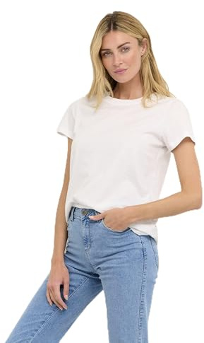 KAFFE T-Shirt KAmarin Damen T-Shirt Kurzarm Top Casual Basic Einfarbig Rundhals XL, Optical White